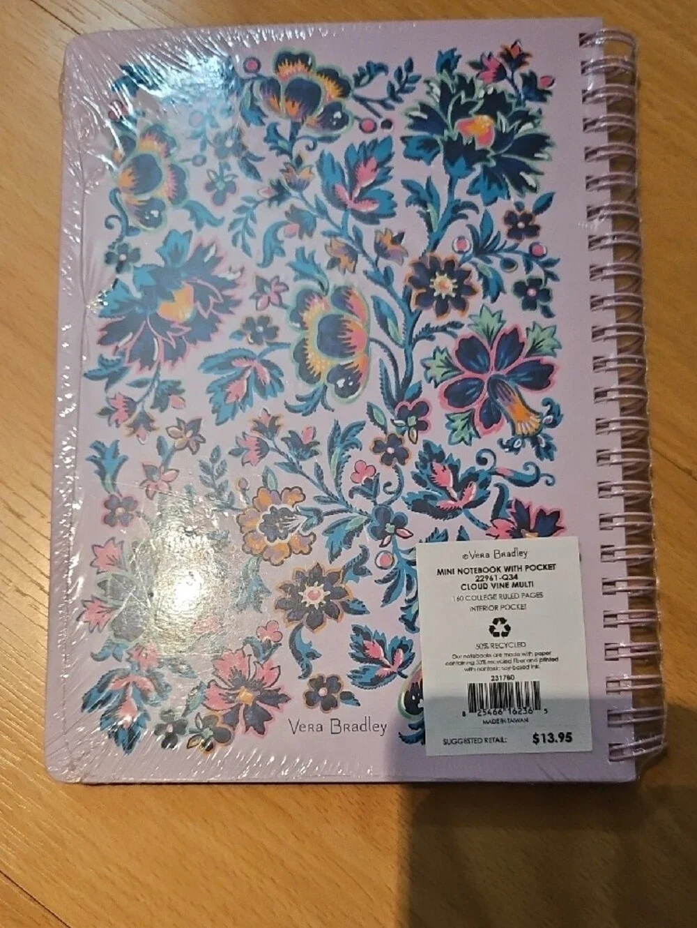 NWT Vera Bradley Cloud Vine Multi Pattern Mini Notebook with Pocket
